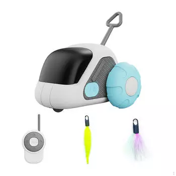 Автоматическая игрушка для кошек с функцией подзарядки и пультом дистанционного управления, роботизированная самоиграющая перышко синий