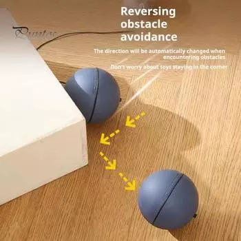 Автоматическая игрушка для кошек с катящимся мячом, интерактивная умная движущаяся игрушка с активируемым движением хвоста, электрическая игрушка для обогащения домашних животных для собак и кошек темно-серого