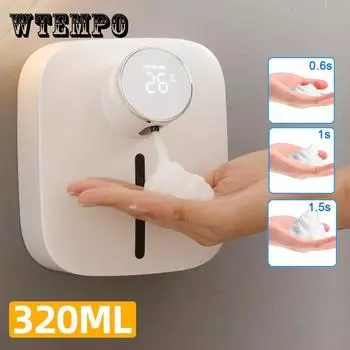 Автоматическая индукционная машина для мытья рук, настенная перезаряжаемая машина с дисплеем температуры, пенное дезинфицирующее средство для рук, дозаторы жидкого мыла белый
