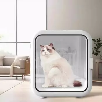 Автоматическая интеллектуальная сушилка для домашних животных, сушилка для кошек и собак, контроль температуры, сушка на 360 градусов, бесшумные фены для собак и кошек белый