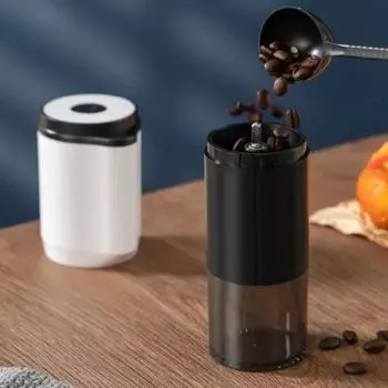 Автоматическая кофемолка для кофейных зерен, аксессуары для кофеварки, регулируемая зарядка через USB TYPE-C, ручная электрическая кофемолка с кнопкой белый
