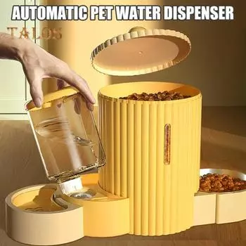 Автоматическая кормушка для кошек 2 в 1, кормушка и поилка для домашних животных объемом 1,5 кг и набор для поения 1 л, товары для домашних животных для собак и кошек коричневый