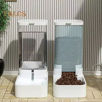 Автоматическая кормушка для кошек 3,8 л/133,7 унций, фонтанчик для воды для домашних животных, 4,6-фунтовая кормушка для кошек/собак, большая емкость для корма для домашних животных, диспенсер для воды для собак и кошек A