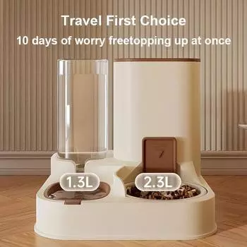 Автоматическая кормушка для кошек, питьевая вода, большой объем, диспенсер для воды, сухое, влажное разделение, контейнер для еды, товары для животных 2.5L