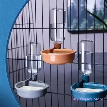 Автоматическая кормушка для собак, подвесной автоматический диспенсер для воды для клетки, 480 мл, фонтан для воды для кошек, маленьких собак, товары для животных оранжевый