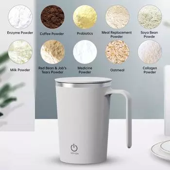 Автоматическая кружка для помешивания, перезаряжаемая, из нержавеющей стали, автоматическая, смешивающая кофейная чашка с крышкой, портативная, саморазмешивающая дорожная кружка для молока 301-400ml зелёный