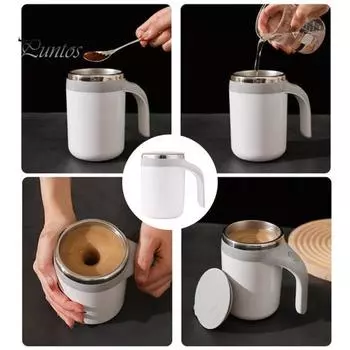 Автоматическая магнитная электрическая кофейная кружка, самоперемешивающаяся чашка с ручкой, запуск одной кнопкой, мощная высокоскоростная чашка для смешивания с крышкой without Battery белый
