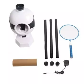Автоматическая машина для подачи мяча в бадминтон, портативный регулируемый питчер для бадминтона черный белый