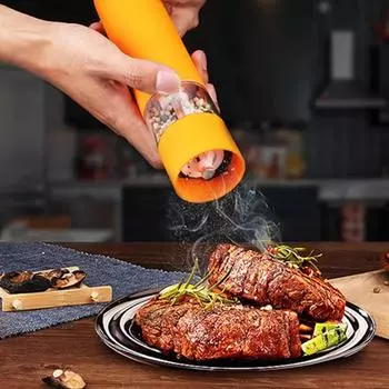 Автоматическая мельница для перца, электрическая, ABS, керамическая, аккумуляторная, для специй, соли, набор для измельчения, порошок, артефакт, кулинария, барбекю, кухонные принадлежности оранжевый