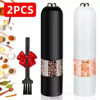 Автоматическая мельница для соли и перца, электрическая мельница для специй, мельница для приправ, регулируемая грубость, кухонные инструменты, шлифовальные инструменты для приготовления барбекю чёрный