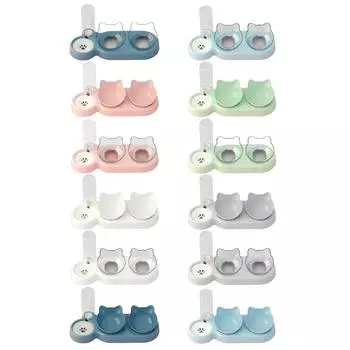 Автоматическая миска для еды и поения кошек, съемная двойная миска, экономящая место solid color bowl светло-розовый