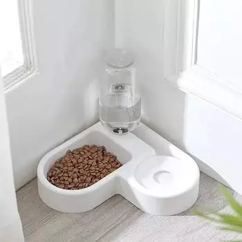 Автоматическая миска для питья Love Pet Bowl, влагостойкая миска для кошек, миска для собак, многофункциональная двойного назначения для питья и кормления белый