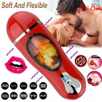 Автоматическая мужская мастурбация, лизание языка, чашка для мастурбации для взрослых, настоящая вагина, карман для киски, 7 режимов вибрации, мужская секс-игрушка