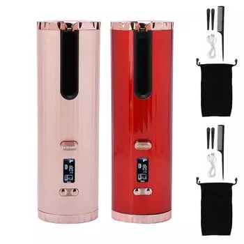 Автоматическая плойка для волос USB беспроводная автоматическая керамическая плойка с ЖК-дисплеем Red