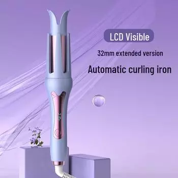 Автоматическая плойка для завивки волос с отрицательными ионами и ЖК-дисплеем – щипцы для завивки волос без повреждения волос indicator light фиолетовый