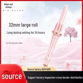 Автоматическая плойка Minhuang 32 мм: Легкая завивка отрицательными ионами для крупных локонов и волн без повреждения волос 32MM Pink розовый