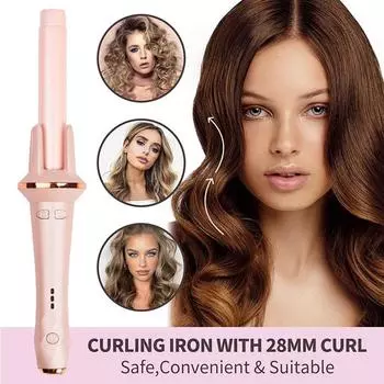 Автоматическая плойка с отрицательными ионами Lazy Person Large Curling Wave Perm Бытовая электрическая керамическая плойка небольшого размера UK розовый
