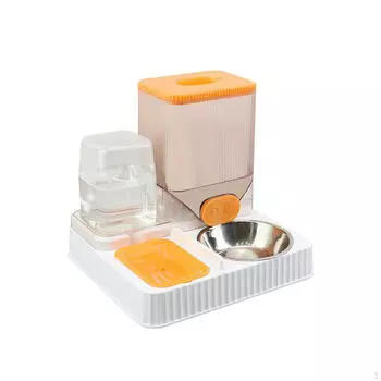 Автоматическая поилка для домашних животных 2 в 1 для маленьких и средних собак, котят, для использования в помещении Orange without Bowl