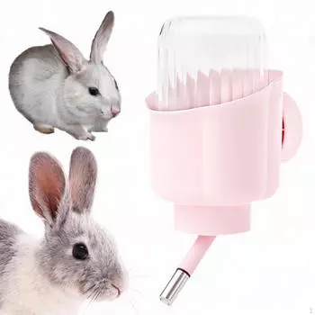 Автоматическая поилка для кроликов, бутылочка для питья, портативный дозатор воды, устройство подачи для других небольших 350ml розовый