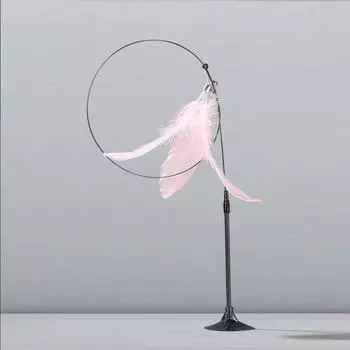 Автоматическая присоска для домашних животных, забавные сменные палочки для перьев, съемные игрушки для кошек, кошачья игрушка, стальная проволока, аксессуары для кошек, интерактивные прочные ювелирные изделия розовый