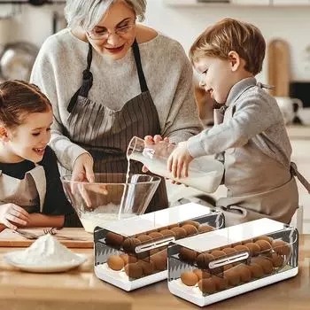 Автоматическая прокручивающаяся полка для яиц, держатель для хранения, контейнер для яиц, органайзеры, выдвижной холодильник, полка для яиц, кухонные принадлежности белый