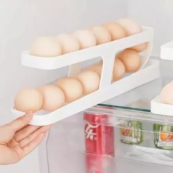 Автоматическая прокручивающаяся полка для яиц, кухонный холодильник, ящик для хранения, корзина для яиц, контейнер-органайзер, раздвижной холодильник, дозатор яиц