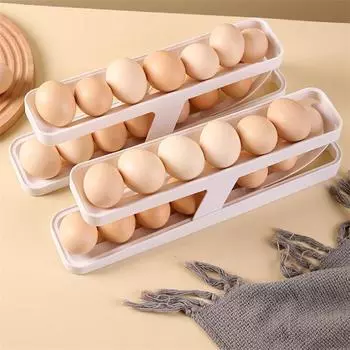 Автоматическая прокрутка держатель для яиц ящик для хранения корзина для яиц контейнер органайзер холодильник дозатор яиц для кухни