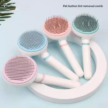 Автоматическая расческа для удаления шерсти у кошек и собак thick needle розовый