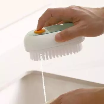 Автоматическая щетка для очистки с выбросом жидкости, мягкая щетина, сильная пенящаяся мощная щетка, пресс-дизайн, многоцелевой инструмент для очистки зелёный/белый