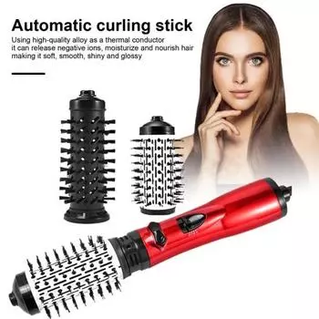 Автоматическая щипцы для завивки 3-в-1 Вращающийся фен Интеллектуальный контроль температуры Регулируемое вращение на 360 градусов Автоматически вращающаяся щетка для завивки волос красный