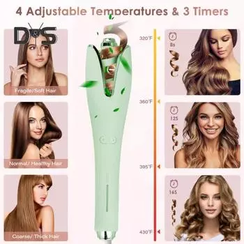 Автоматическая щипцы для завивки волос с 4 температурами, регулируемым быстрым нагревом и защитой от ожогов, волнистые вьющиеся волосы, роликовая палочка, не повреждающая волосы, завивка с отрицательными ионами US Plug фиолетовый