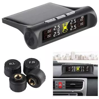 Автоматическая система безопасности USB зарядка универсальный цифровой ЖК-дисплей солнечная энергия 0.1-8Bar система контроля давления в шинах умный внешний автомобиль TPMS Black