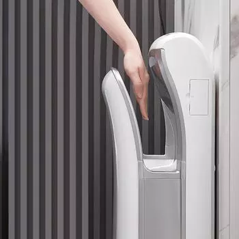 Автоматическая струйная сушилка для рук мощностью 1800 Вт с вертикальной тонкой двойной HEPA для коммерческого настенного монтажа с электрической быстрой сушкой для туалета чёрный