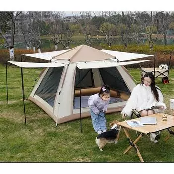 Автоматическая уличная палатка для кемпинга, простая в установке, портативная палатка для кемпинга с подставкой для песка, влагостойкая, непромокаемая палатка для 2-4-6 человек 210cm*210cm