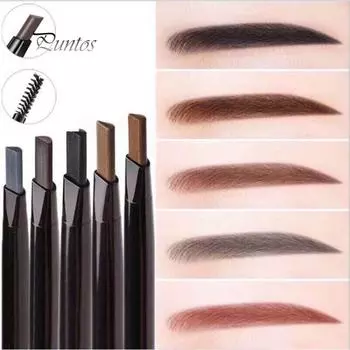 Автоматическая вращающаяся двойная треугольная кисточка для бровей, карандаш для глаз, не размазывается, косметика кофейный