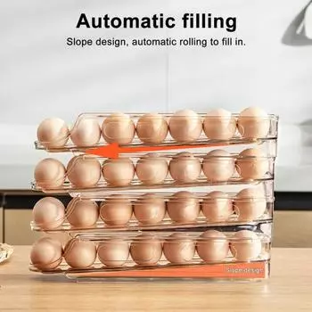 Автоматическая вращающаяся стойка для хранения яиц Yousheng, большая емкость, прозрачный дизайн, холодильник, органайзер для яиц, диспенсер для хранения Dual Layer