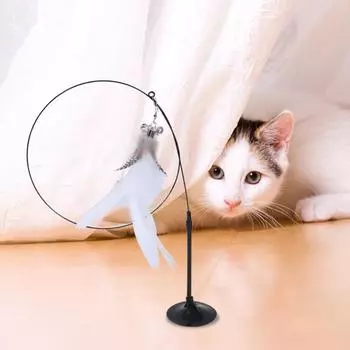 Автоматическая забавная кошачья палочка, тизер для кошек, имитация мыши, интерактивная игрушка, забавная мышь с перьями и колокольчиком для котенка, игровая палочка с присоской