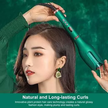 Автоматическая завивка волос Автоматическая завивка волос Отрицательные ионы Уход за волосами с вращением влево и вправо Портативная EU Plug розовый