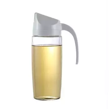 Автоматически открывающаяся и закрывающаяся масляная кастрюля, бытовая герметичная стеклянная бутылка для масла, кухонные принадлежности, бутылка для приправ с крышкой 600ML белый