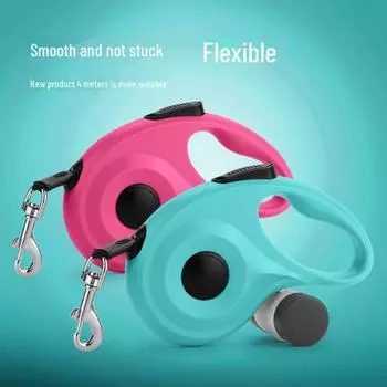 Автоматически выдвижной поводок для собак мелких и средних пород - веревка и цепь для выгула домашних животных на открытом воздухе 4 meters + trash box розы красного