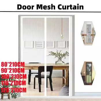 Автоматически закрывающаяся дверная сетка-занавеска, антимоскитная сетка, дверной экран, универсальная магнитная сетка-занавеска, вентиляционная пылезащитная сетка 80X210cm чёрный