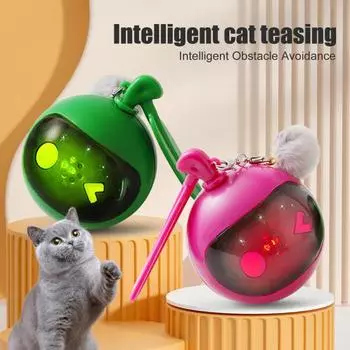 Автоматические движущиеся шарики, игрушка для кошек, интерактивный умный самокатящийся шарик со щебетанием красный