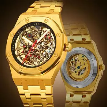 Автоматические механические часы с рубиновым инкрустированным циферблатом из нержавеющей стали для мужчин, водонепроницаемые, с ночным светом, модные, роскошные, деловые часы серебряный