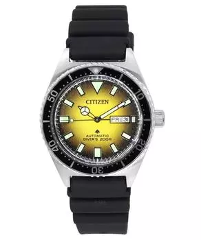Автоматические мужские часы Citizen Promaster Marine с резиновым ремешком и желтым циферблатом для дайверов NY0120-01X 200M жёлтый