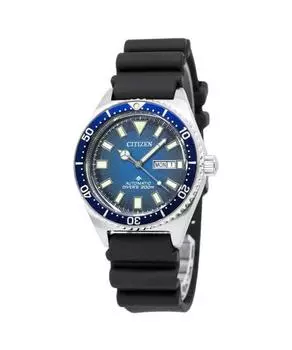 Автоматические мужские часы Citizen Promaster с резиновым ремешком и синим циферблатом для дайвинга NY0129-07L 200M синий