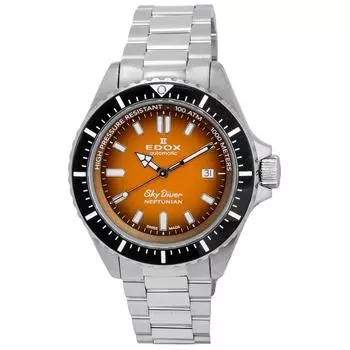 Автоматические мужские часы Edox Skydiver Neptunian Orange Divers 801203NMODN 1000M