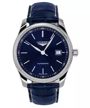 Автоматические мужские часы Longines Master Collection с кожаным ремешком Sunray с синим циферблатом L2.793.4.92.0