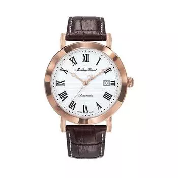 Автоматические мужские часы Mathey-Tissot City с кожаным ремешком и белым циферблатом HB611251ATPBR белый