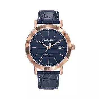 Автоматические мужские часы Mathey-Tissot City с кожаным ремешком и синим циферблатом HB611251ATPBU синий