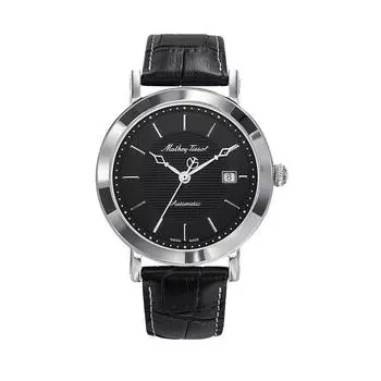 Автоматические мужские часы Mathey-Tissot City с кожаным ремешком и черным циферблатом HB611251ATAN чёрный